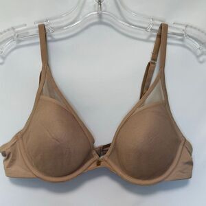 C 17 Thirdlove Women's Back Hook 24/7 classic Contour Plunge Bra Tan Size 34 1/2